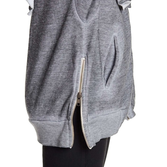 Wildfox Minka Burnout Ruffle Hoodie Grey XS New - Picture 5 of 8